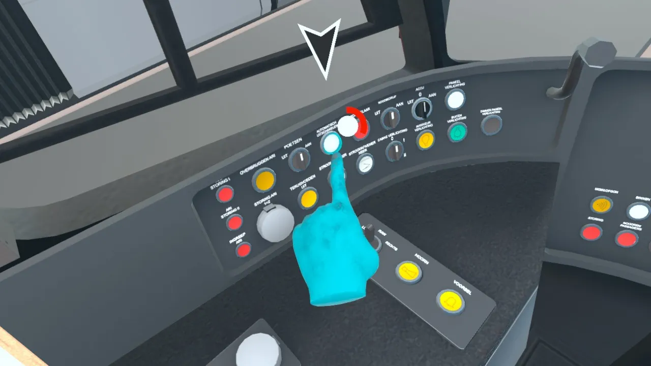 The maintenance procedure in VR, inside the cabinet.